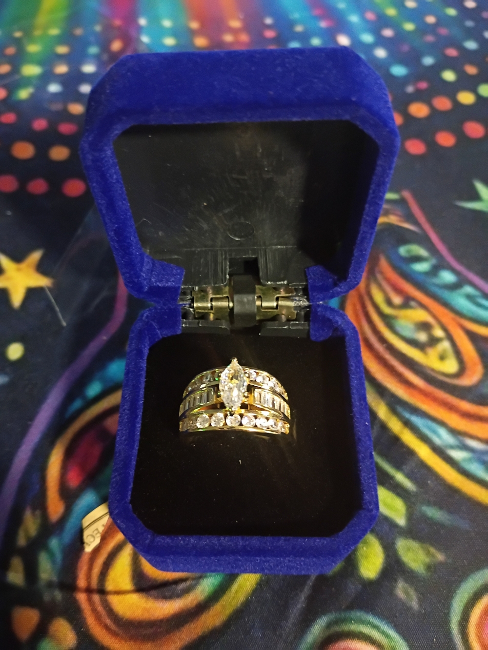 Gold Marquise CZ Bridal Ring Set - Gold Tone Mossiante
